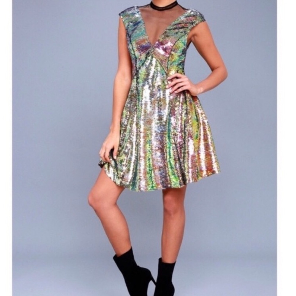 Free people sequin/ mesh party dress